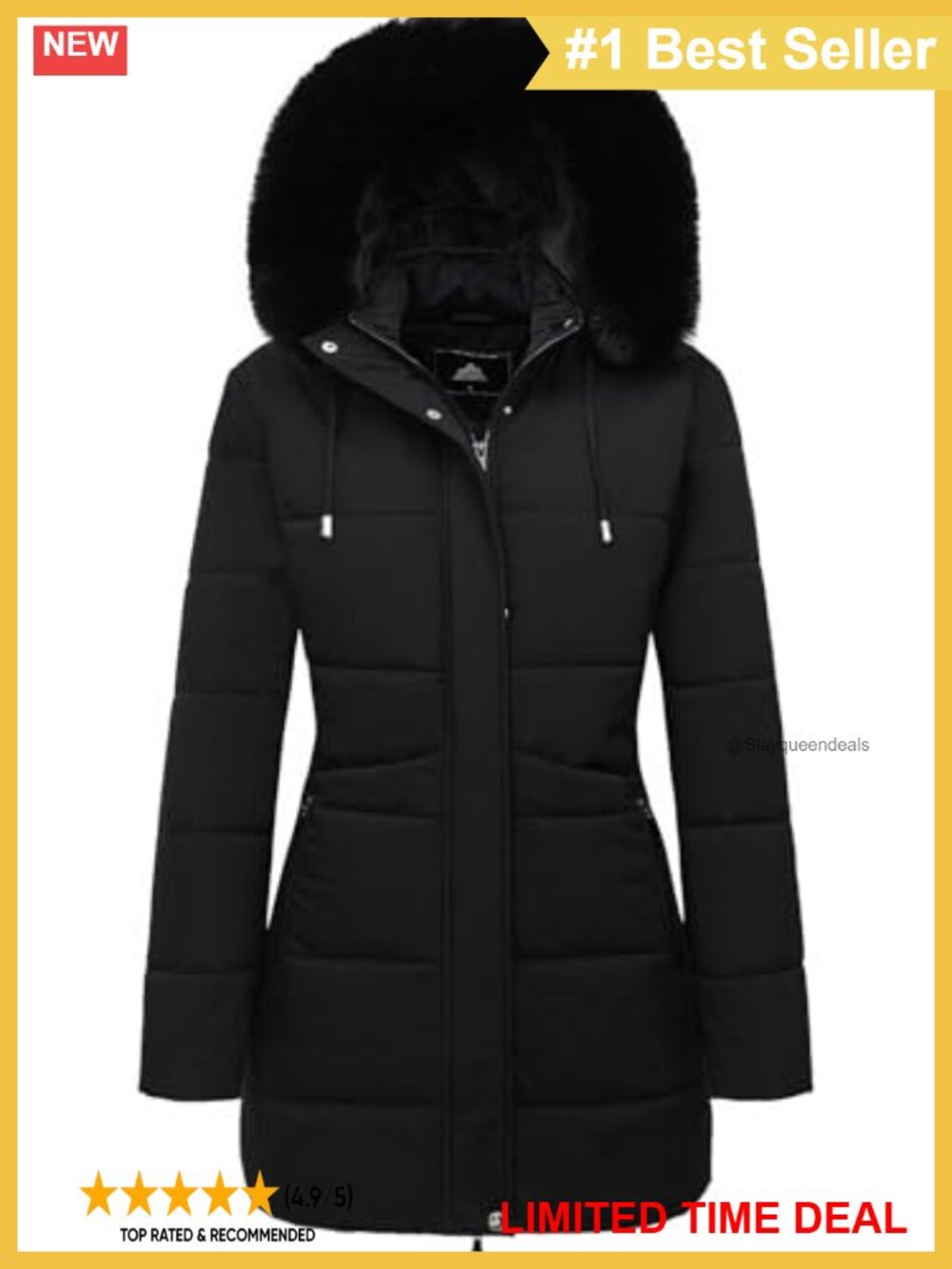 Women's Warm Winter Puffer Coat Waterproof Long Down Jacket Fleece Lined